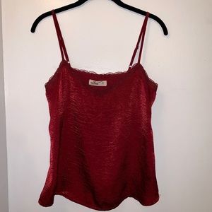 Red silk cami